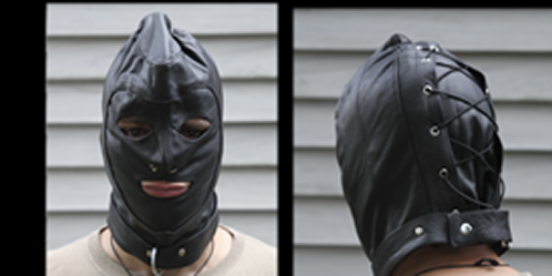 leather bondage hood